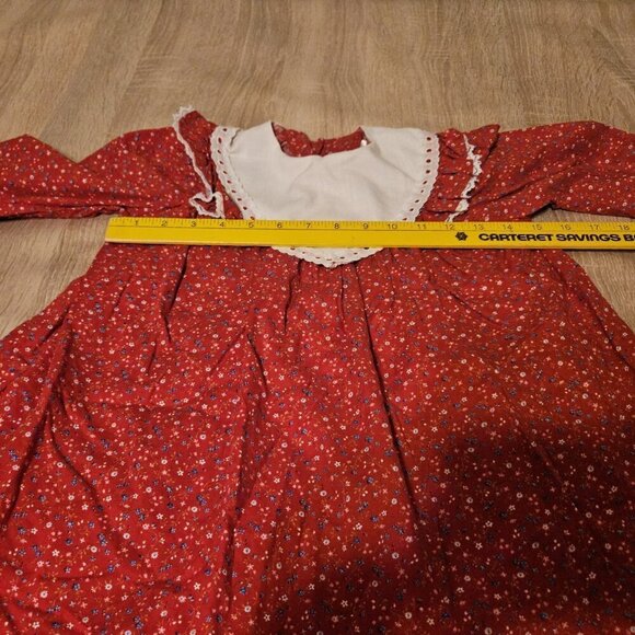 Vintage Winnie The Pooh Disney Girl Dress 6X Prairie Red  Floral Made In Usa - Picture 6 of 7